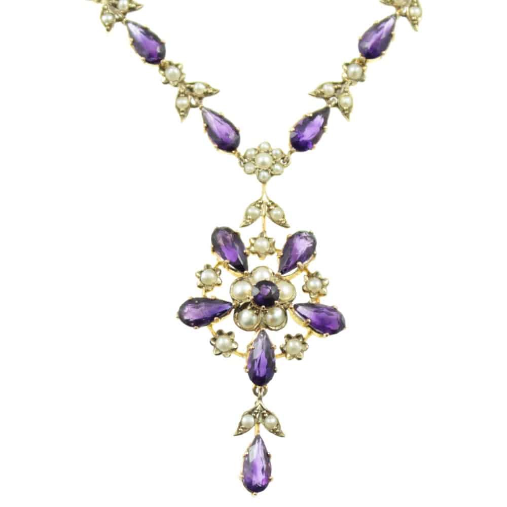 Why is Antique Jewellery a Sustainable Style Choice? * Antique jewellery is a sustainable style choice - Edwardian-Amethyst-and-split-pearl-necklace