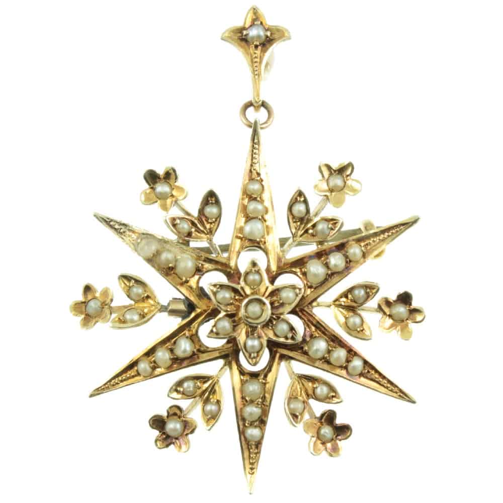 Why is Antique Jewellery a Sustainable Style Choice? * Antique jewellery is a sustainable style choice - Edwardian-Split-Pearl-Star-Pendant