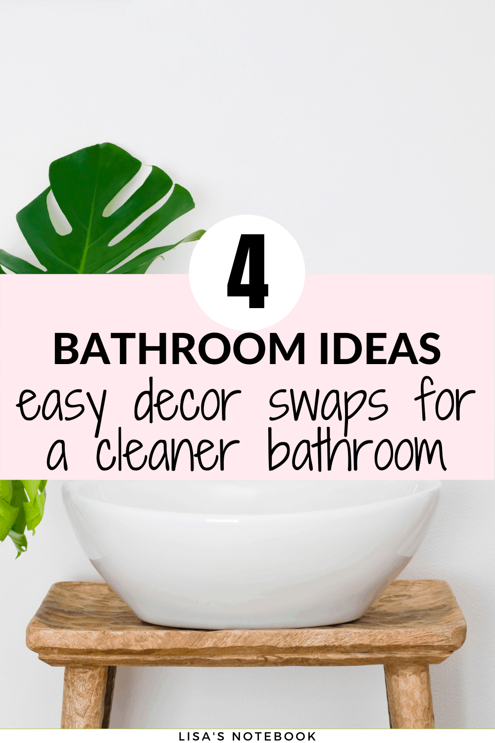 Clean bathroom decor on a budget with 4 easy upgrades * clean bathroom decor ideas - plant next to a sink