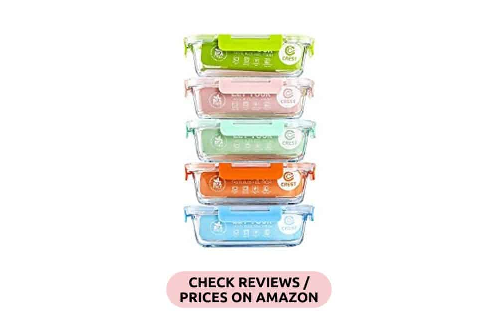 10 Best Eco-Friendly Lunch Box and Plastic-Free Bento Box Options * eco-friendly-lunch-box-CREST-5-pack-1000ml-glass-meal-prep-containers-with-lids-A